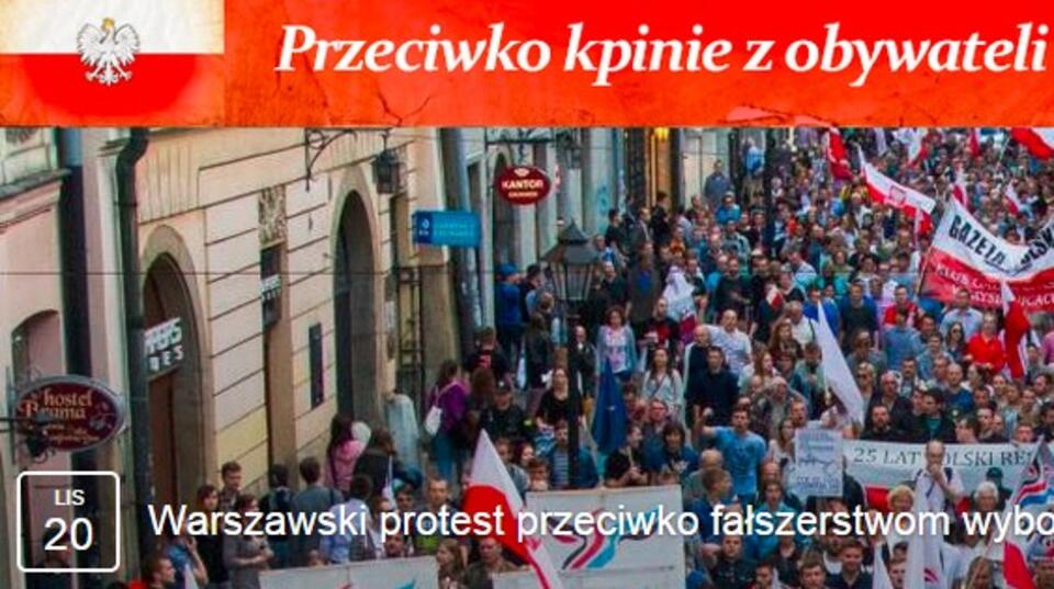 fot. Facebook/Warszawski protest przeciwko fałszerstwom wyborczym i nieudolności PKW