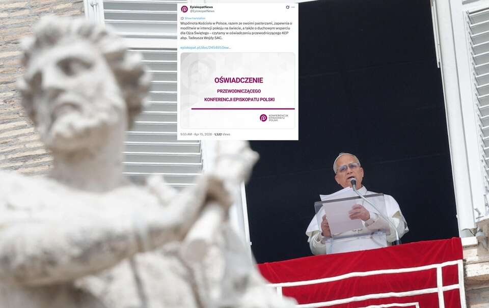 Papież Leon XIV prowadzi modlitwę Regina Caeli / autor: PAP/EPA/GIUSEPPE LAMI