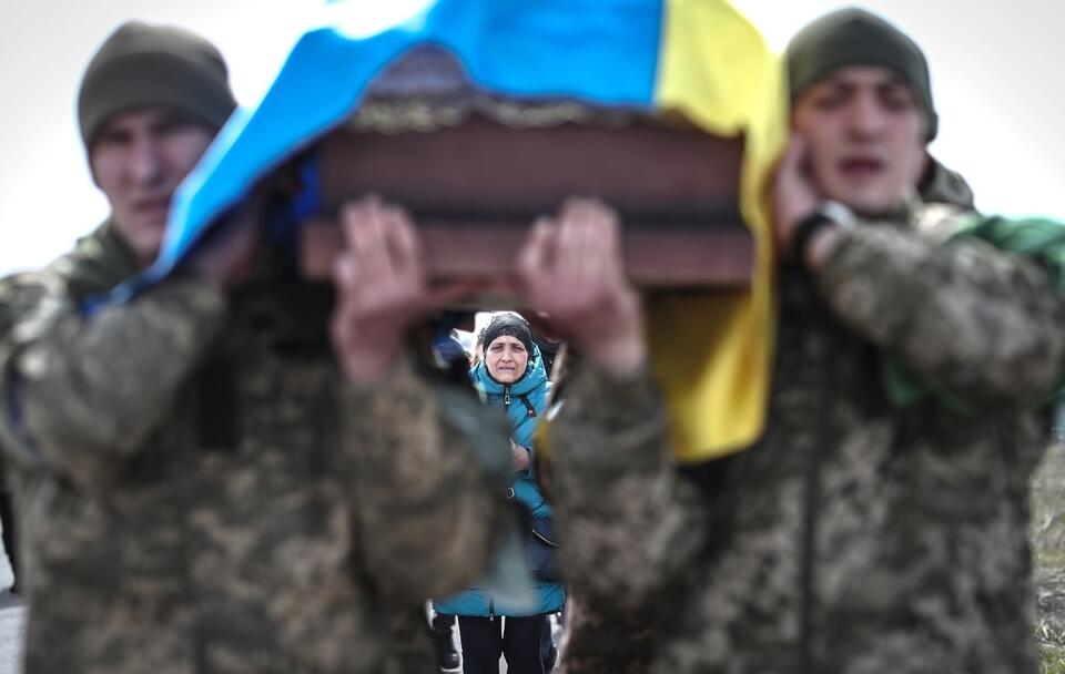Pogrzeb ukraińskiego żołnierza w Odessie / autor: PAP/EPA