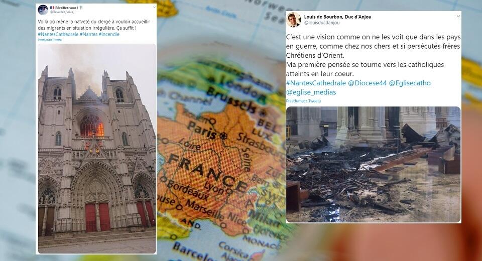 Pożar w katedrze w Nantes / autor: Fratria/Twitter