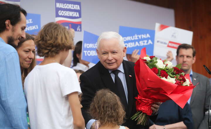 Jarosław Kaczyński w Otwocku zachęcał do udziału w eurowyborach / autor: PAP/Albert Zawada