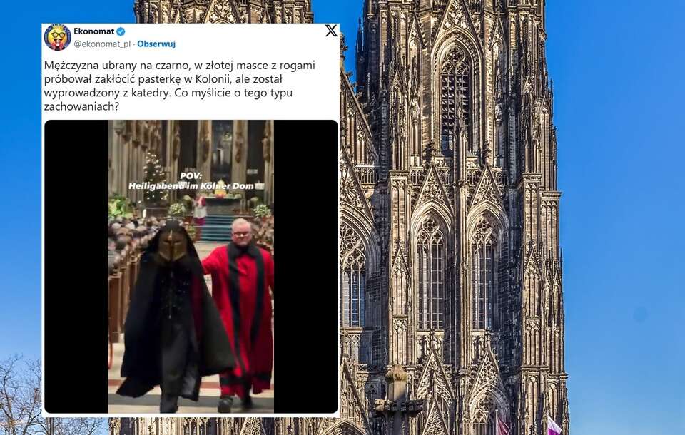 Bulwersujące! Mężczyzna w masce z rogami zakłócił Mszę Św.