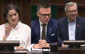 Uczestnicy niecodziennej wymiany zdań: Dorota Arciszewska-Mielewczyk, Szymon Hołownia oraz Artur Łącki / autor: sejm.gov.pl