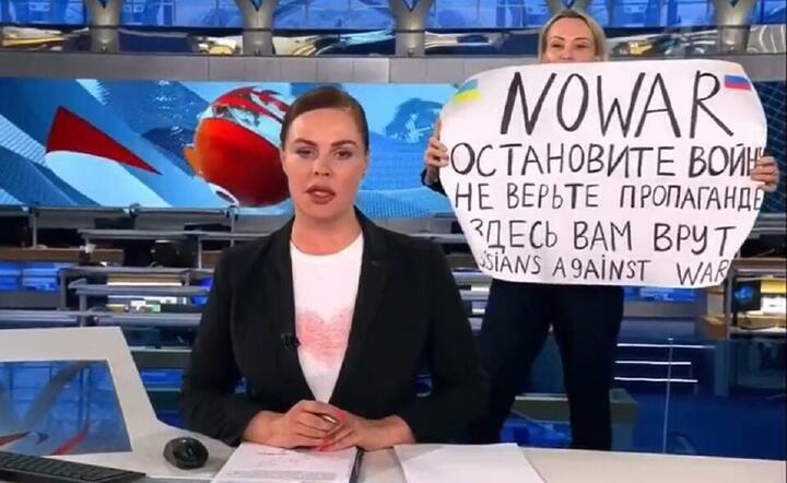 Protest w rosyjskiej telewizji / autor: fot. Twitter
