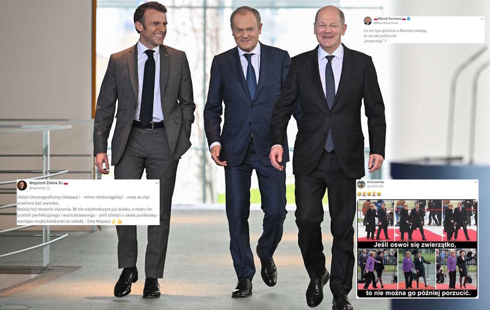 Emmanuel Macron, Donald Tusk i Olaf Scholz / autor: PAP/Radek Pietruszka/X
