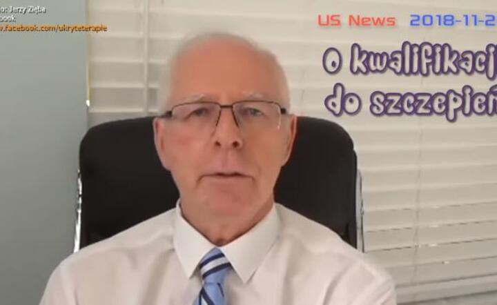 Jerzy Zięba, US NEWS - o kwalifikacji do szczepień, YouTube / autor: screen - Fratria