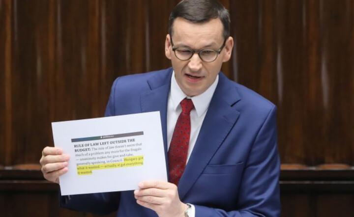 Premier Mateusz Morawiecki przemawia na sali obrad Sejmu w Warszawie, 22 bm / autor: PAP/Paweł Supernak