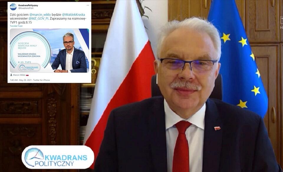 Wiceminister Waldemar Kraska w "Kwadransie politycznym" / autor: Zrzut ekranu TVP1