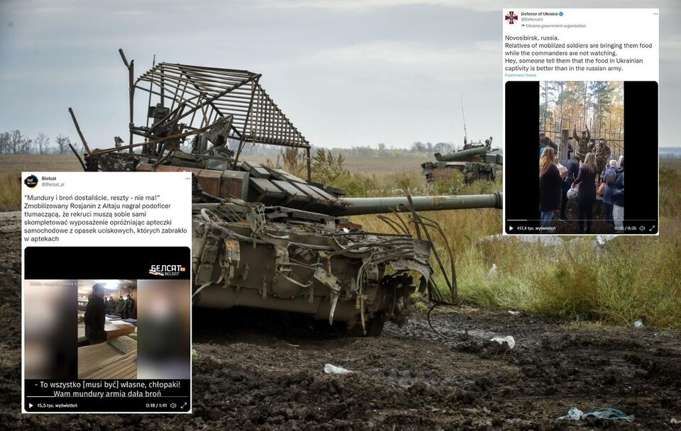 Rosyjski czołg; Wpisy z Twittera / autor: PAP/EPA/OLEG PETRASYUK; Twitter (screeny)