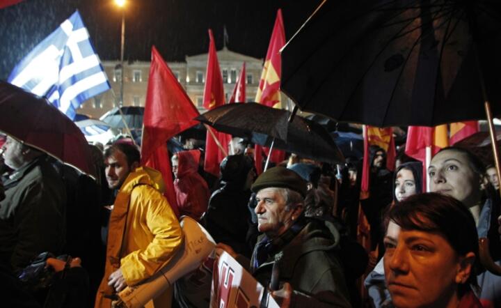 Demonstracja komunistów przeciw polktyce rządu Syrizy w Atenach, 27 lutego fot. PAP/EPA ALEXANDROS VLACHOS