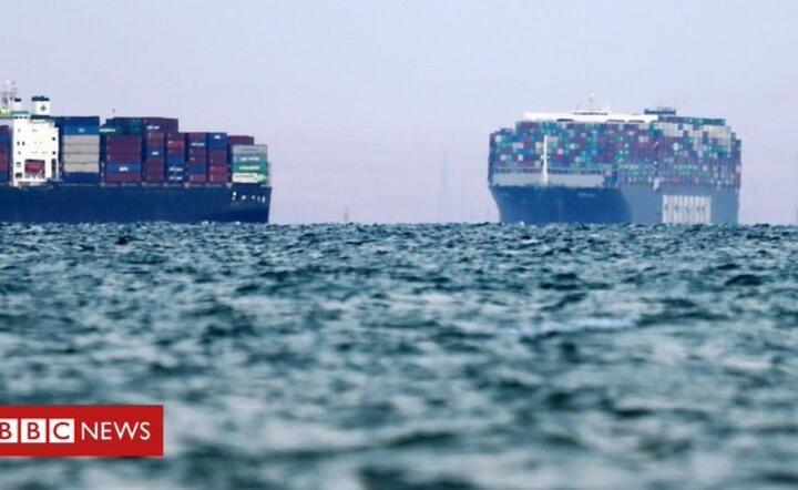 kanał Suezki i kontenerowiec Ever Given / autor: BBC/Twitter