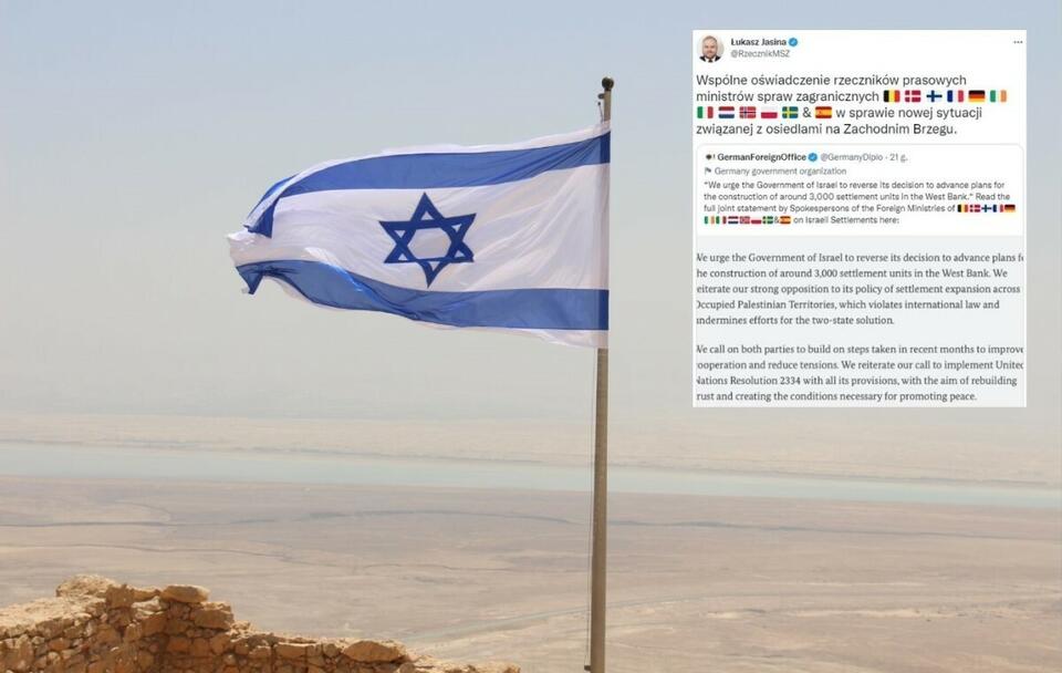 12 państw Europy reaguje na ekspansywną politykę Izraela! / autor: Fratria; Twitter/Łukasz Jasina (screenshot)