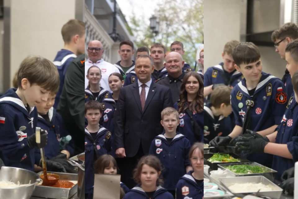 Harcerze na pizzy w Pałacu Prezydenckim. WIDEO