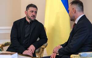 Prezydent Ukrainy Wołodymyr Zełenski w Pałacu Prezydenckim, goszczony przez prezydenta RP Karola Nawrockiego - 19 grudnia 2025 r. / autor: Mikołaj Bujak/KPRP