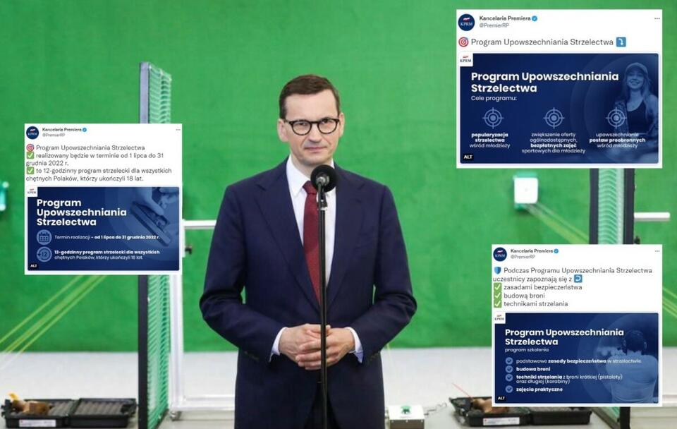 Premier podczas otwarcia pneumatycznej strzelnicy sportowej w Myszkowie / autor: Twitter/Kancelaria Premiera 