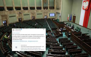 Sala Plenarna w Sejmie oraz wpis SędziowieRP (screen) / autor: PAP/Paweł Supernak/X-SędziowieRP (screen)