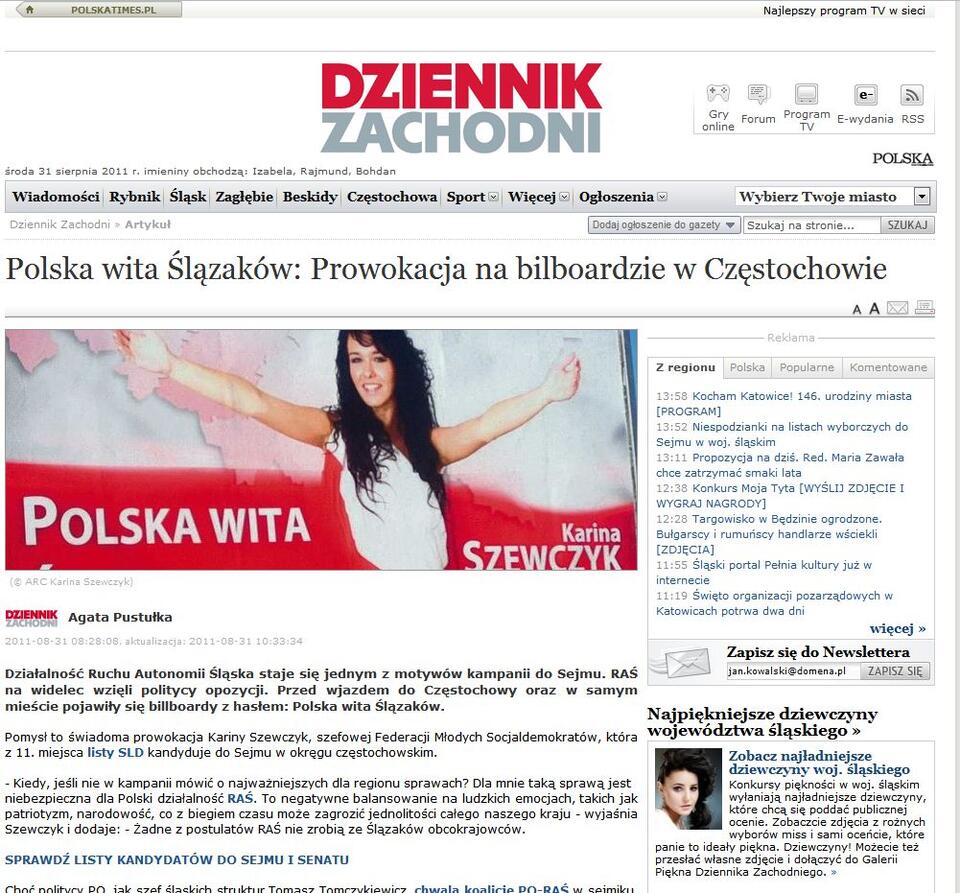 fot. http://www.dziennikzachodni.pl/stronaglowna/444990,polska-wita-slazakow-prowokacja-na-bilboardzie-w,id,t.html?cookie=1