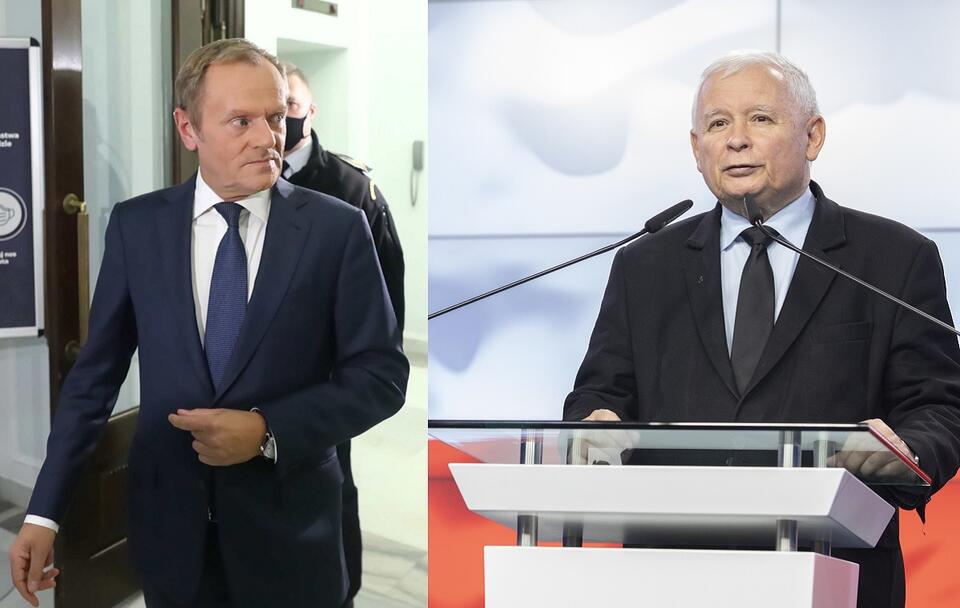 Donald Tusk i Jarosław Kaczyński / autor: PAP/Tomasz Gzell; Fratria