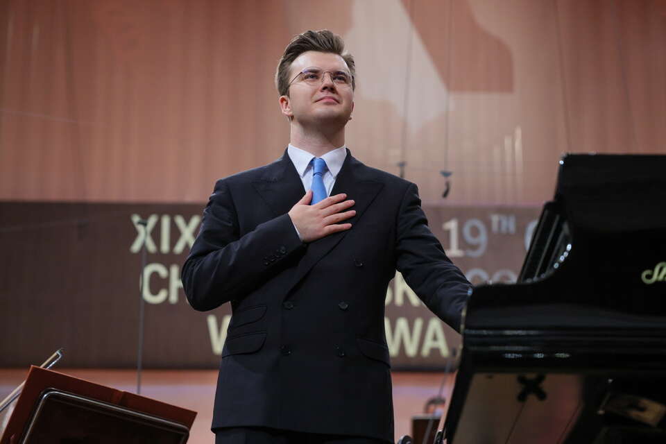 Piotr Alexewicz z Polski podczas drugiego dnia finału Konkursu Chopinowskiego w sali koncertowej Filharmonii Narodowej w Warszawie / autor: PAP/Rafał Guz