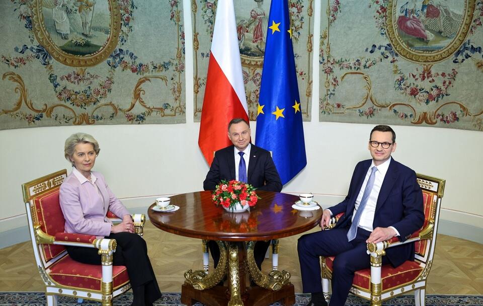 Ursula von der Leyen, Andrzej Duda i Mateusz Morawiecki / autor: PAP/Jakub Szymczuk/KPRP