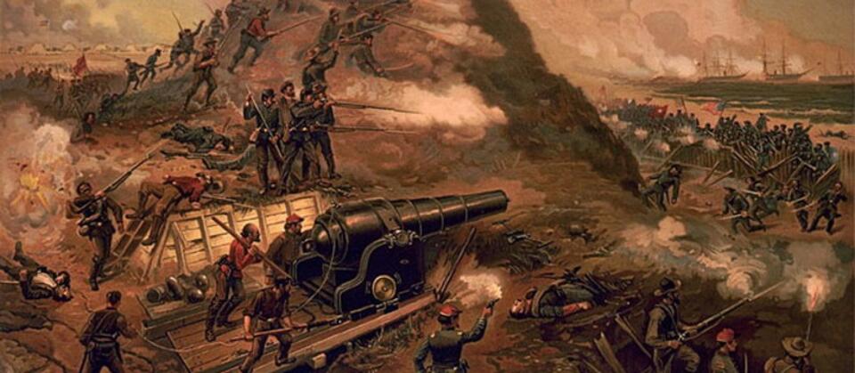 Obraz przedstawiający II bitwę o Fort Fisher / autor: fot. wikipedia/dp