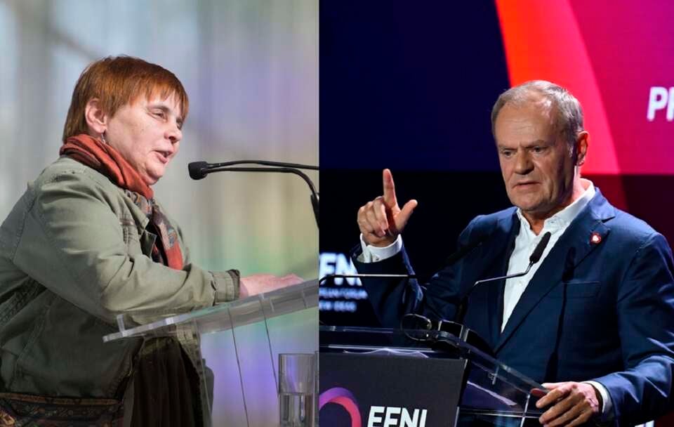 Janina Ochojska, Donald Tusk / autor: Fratria/PAP/Adam Warżawa