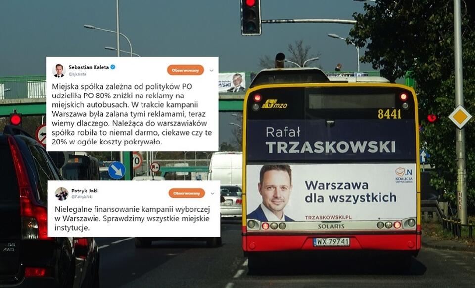 Autobus MZA z reklamą wyborczą (zdjęcie ilustracyjne) / autor: Fratria; Twitter