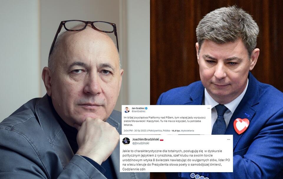 europoseł, szef sztabu PiS Joachim Brudziński, rzecznik PO Jan Grabiec / autor: Fratria; Twitter; PAP/Radek Pietruszka