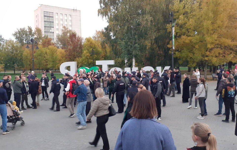 Protesty przeciwko mobilizacji na wojnę z Ukrainą / autor: screenshot Twitter @TWMCLtd