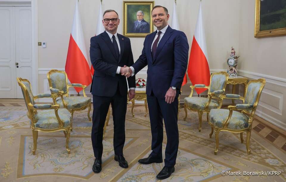 Prezydent Andrzej Duda i prezydent elekt Karol Nawrocki / autor: Marek Borawski/KPRP