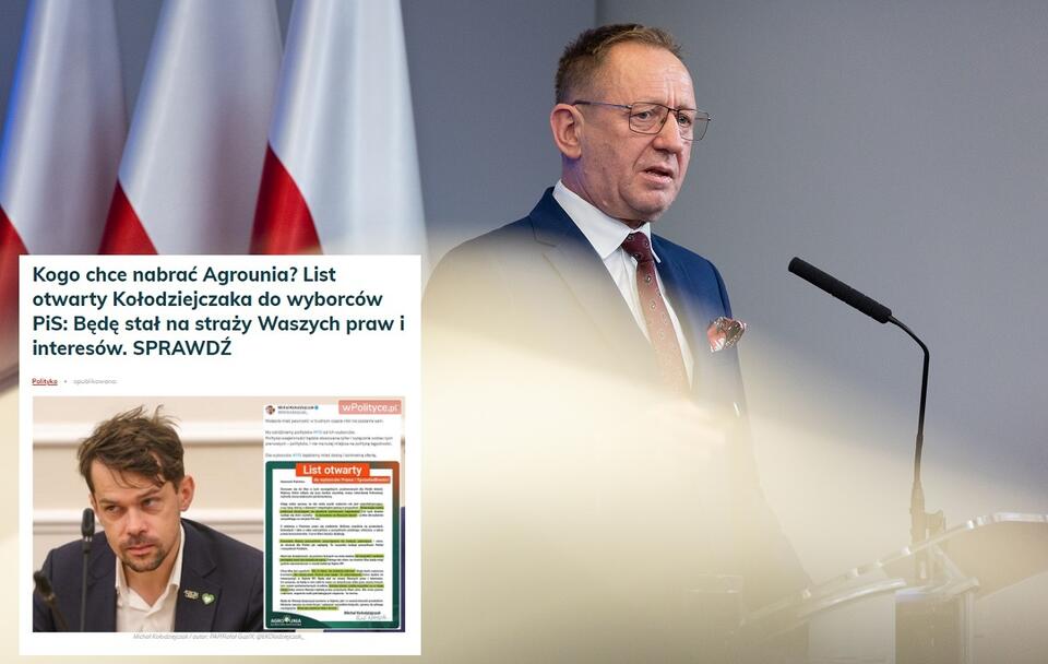 W tle Minister rolnictwa Robert Telus (PiS) / autor: Fratria/wPolityce.pl