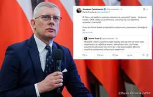 Szef BBN Sławomir Cenckiewicz. W miniaturce odpowiedź prof. Cenckiewicza na wpis premiera Donalda Tuska / autor: Marek Borawski/KPRP