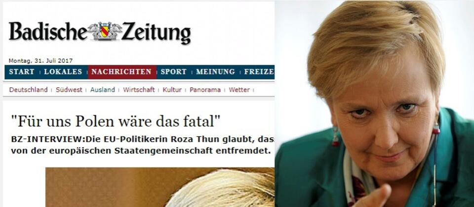 Wywiad w Badische Zeitung/Róża Thun / autor: badische-zeitung.de/screenshot/fratria