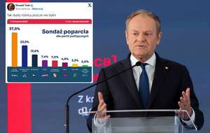 Donald Tusk cieszy się z sondażu / autor: PAP/Agnieszka Bielecka