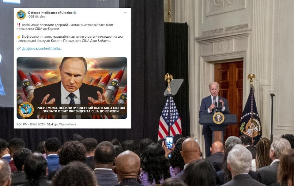 W tle prezydent USA Joe Biden / autor: PAP/EPA; Twitter/DI_Ukraine