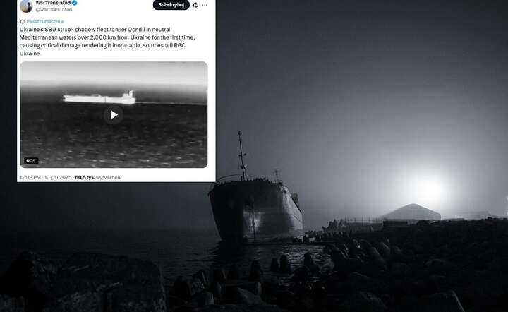 Ukraiński wywiad zaatakował rosyjski tankowiec na Morzu Śródziemnym / autor: Pixabay / X @wartranslated - screen
