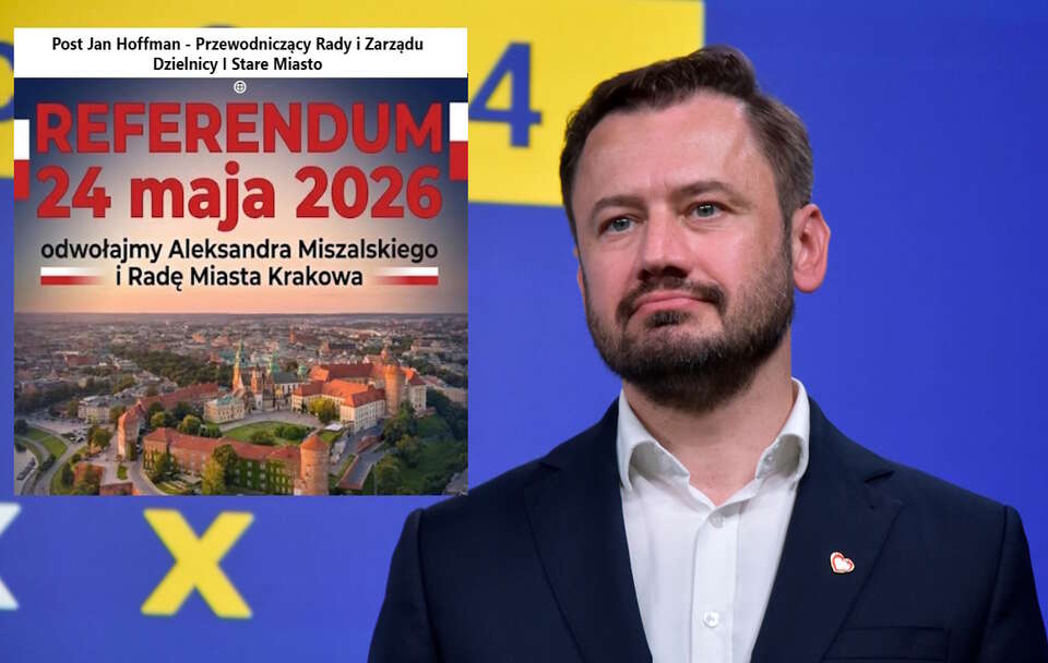 Prezydent Krakowa Aleksander Miszalski z Koalicji Obywatelskiej boi się referendum ws. swojego odwołania. Zaapelował dziś do mieszkańców miasta, aby 24 maja - w dniu referendum - zostali w domu. / autor: Fratria/FB