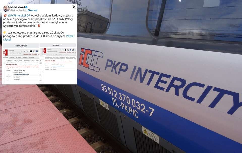 Przetarg PKP Intercity bez polskich firm?! Moskal alarmuje