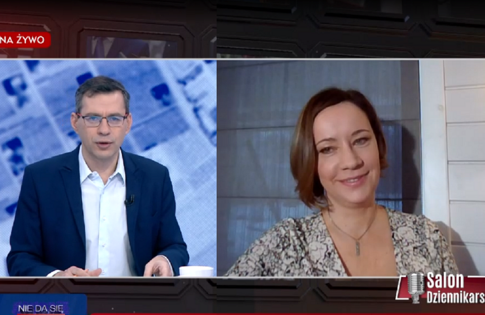Dorota Łosiewicz, Jacek Karnowski  / autor: screenshot TVP Info