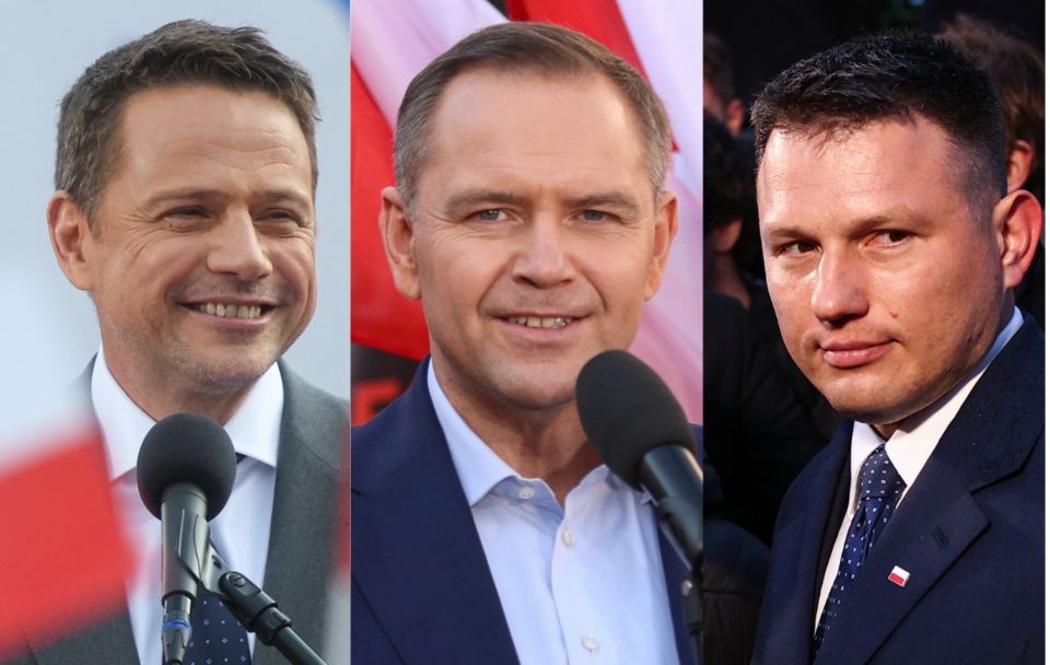 Rafał Trzaskowski, Karol Nawrocki i Sławomir Mentzen / autor: PAP/Łukasz Gągulski/Kasia Zaremba/Jarek Praszkiewicz