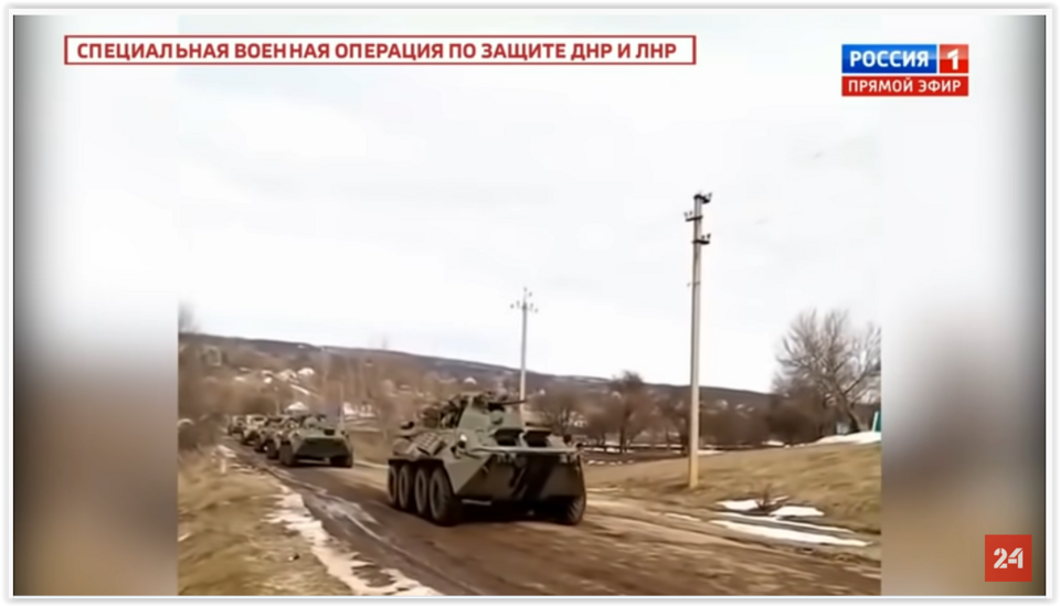 Rosyjskie czołgi pod Charkowem, kadr z rosyjskiej telewizji państwowej / autor: wPolityce.pl
