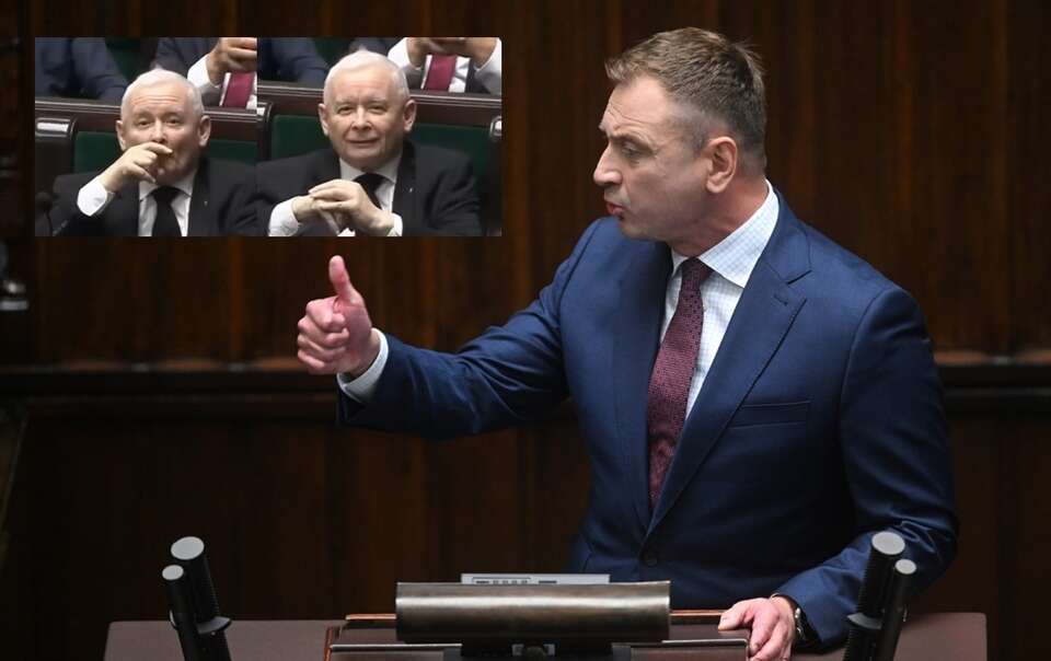 Jarosław Kaczyński i jego gest/Sławomir Nitras w Sejmie / autor: YT: Janusz Jaskółka/PAP/Radek Pietruszka