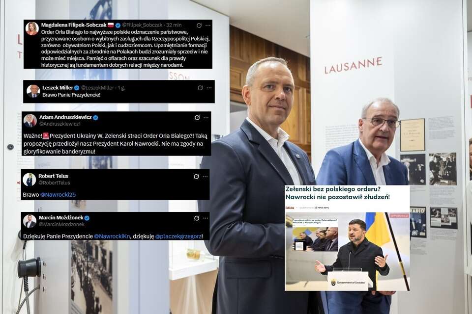 Prezydent Polski Karol Nawrocki i Prezydent Federalny Szwajcarii Guy Parmelin podczas zwiedzania kolekcji Muzeum Paderewskiego w Morges oraz wpisy z portalu X / autor: PAP/EPA/X