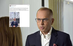 Na zdjęciu Michał Szczerba oraz jego wpis (screen z X) / autor: Fratria/X-Michał Szczerba (screen)