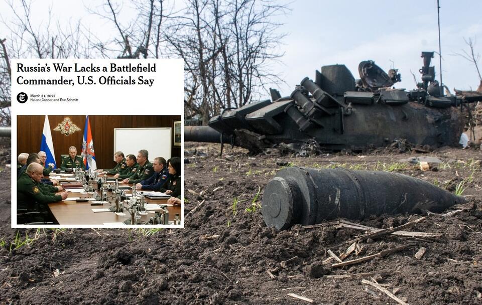 Na zdj. zniszczony rosyjski czołg / autor: PAP/EPA; nytimes.com