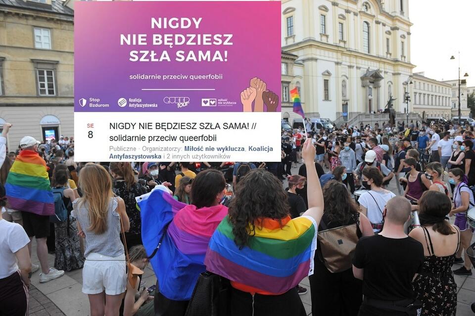 Protest aktywistów LGBT na Krakowskim Przedmieściu w Warszawie / autor: PAP/Radek Pietruszka
