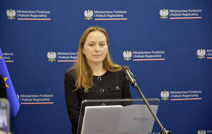 Katarzyna Pełczynska-Nałęcz na briefingu prasowym / autor: Fratria