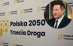 Na zdjęciu poseł Kamil Wnuk w programie "Rozmowa Wikły", w tle baner z logo Polski 2050 / autor: Fratria/wPolsce24