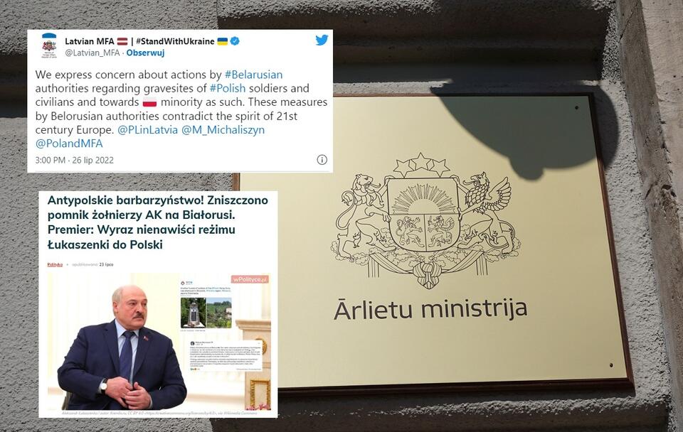 Tabliczka na gmachu MSZ Łotwy / autor: Fratria/wPolityce.pl/Twitter