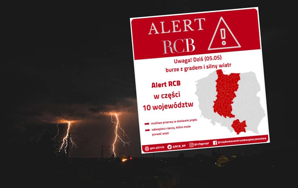 RCB ostrzega przed gwałtownymi burzami. ZOBACZ gdzie groźnie